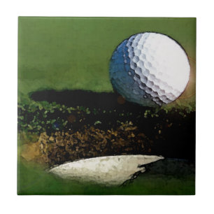 Golf Ball & the Hole Ceramic Tile