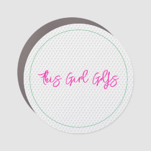 Golf Ball THIS GIRL GOLFS Preppy Golfer Fun Car Magnet