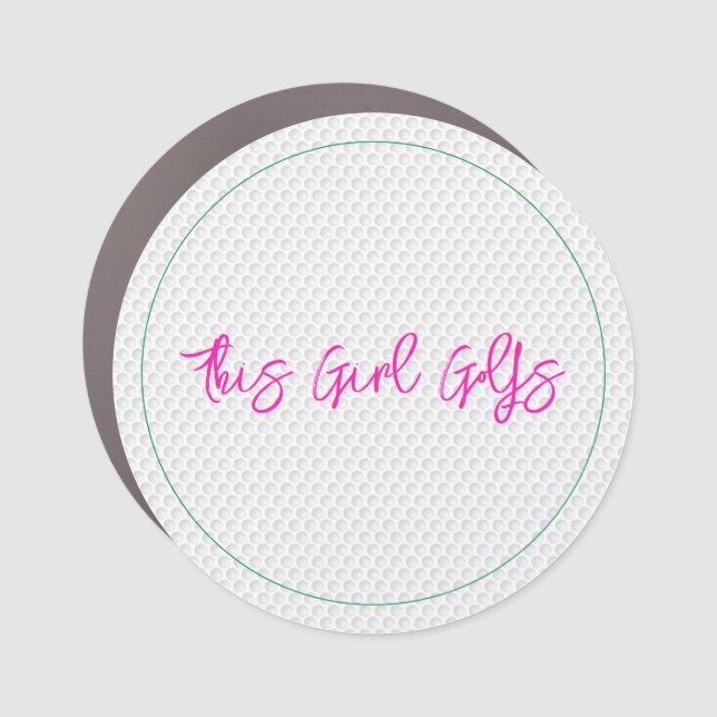 Golf Ball THIS GIRL GOLFS Preppy Golfer Fun Car Magnet (Front)