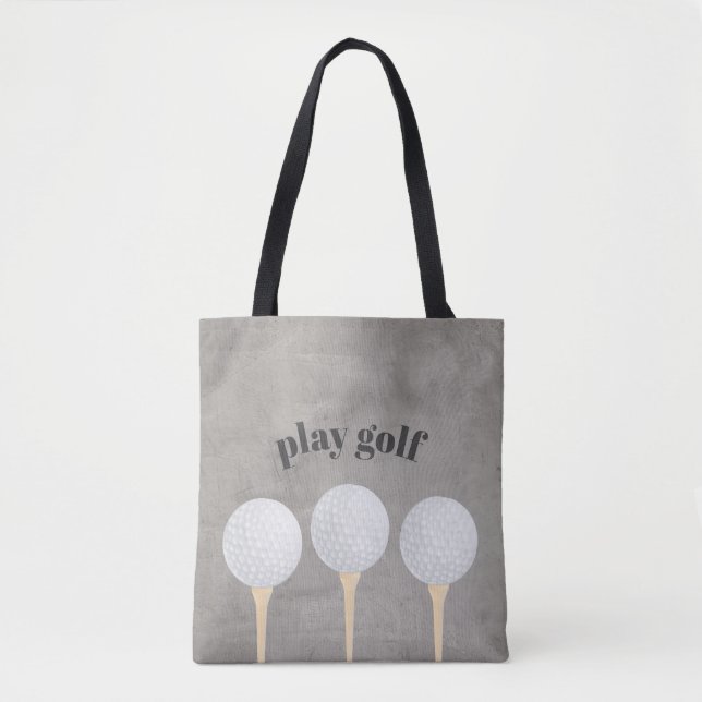 golf ball tote bag distressed gray and white (Front)