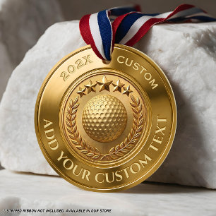 Golf Ball Tournament Award Custom 3D Gold Medal Ornament