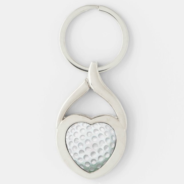 Golf Ball Twisted Heart Fancy Key Chain (Front)