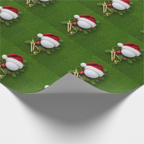 Golf ball wears santa hat for Christmas Wrapping Paper