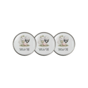 Golf Ball Wedding Bride and Groom Design Marker