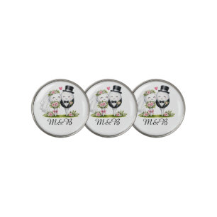 Golf Ball Wedding Bride and Groom Design Marker