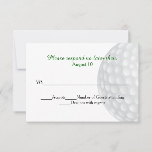 Golf Ball Wedding RSVP Card
