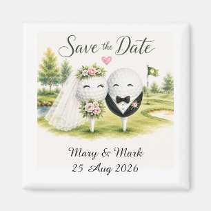 Golf Ball Wedding Save the date Magnet