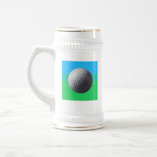 Golf Ball white stein w gold trim