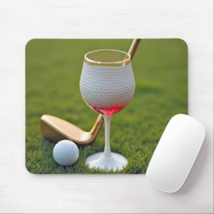 Golf Ball Wine Glass With Putter Mouse Pad