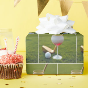 Golf Ball Wine Glass With Putter Wrapping Paper
