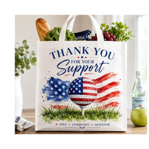 Golf ball with American flag golf tournament Grocery Bag