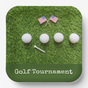Golf ball with American flag golf tournament Paper Plates