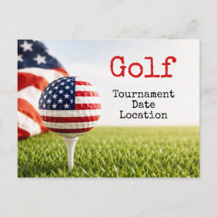Golf ball with American flag golf tournament Postcard