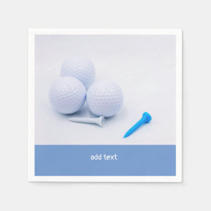 Golf ball with blue and white tees on white Paper Napkins