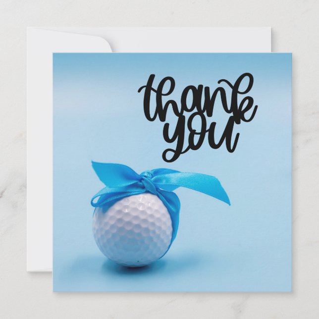 Golf ball with blue ribbon  thank you card (Front)