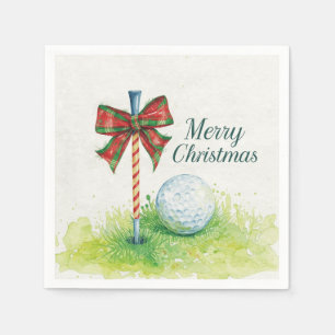 Golf ball with Christmas ribbon and tee Napkins