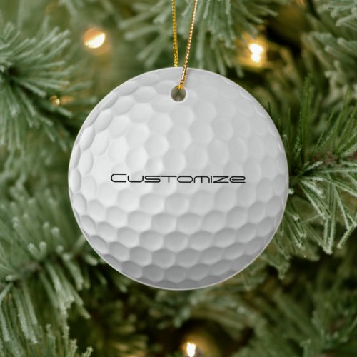 Golf Ball with Custom Text Ceramic Ornament
