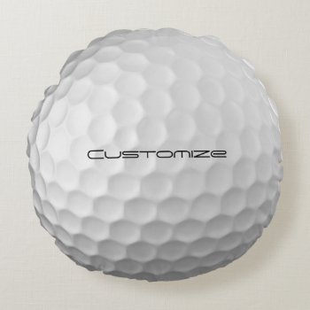Golf Ball With Custom Text Round Pillow by FlowstoneGraphics at Zazzle