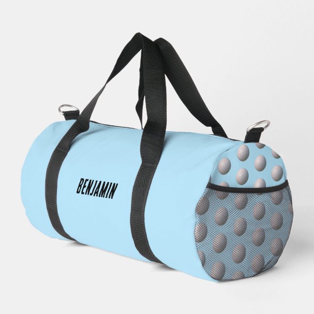 Golf Ball with Dimples Personalized Duffle Bag (Right Corner)