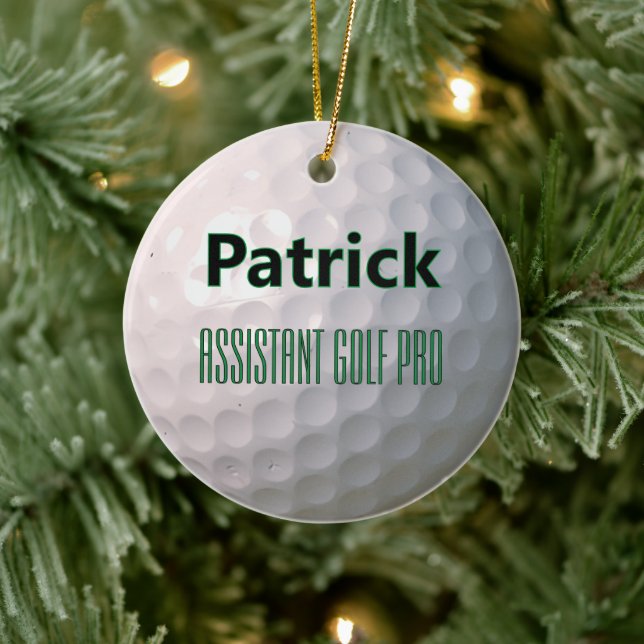 Golf Ball with Dimples Personalized Name Title Ceramic Ornament (Tree)
