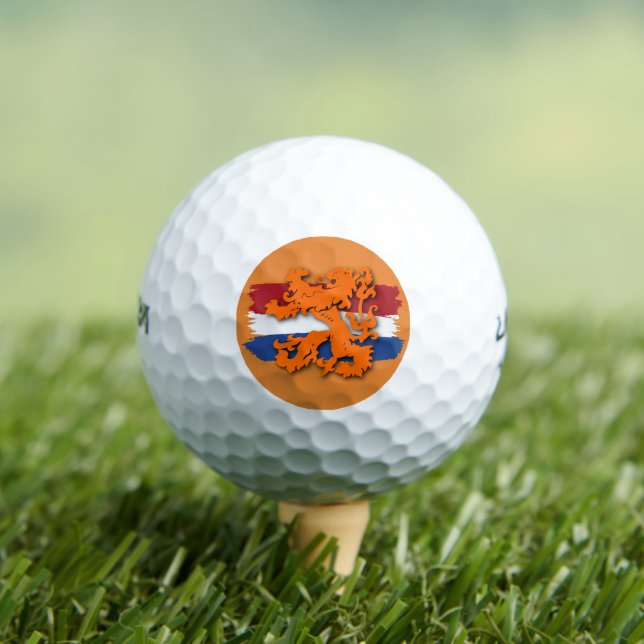 Golf Ball With Dutch Flag Orange Lion Team (Insitu Tee)