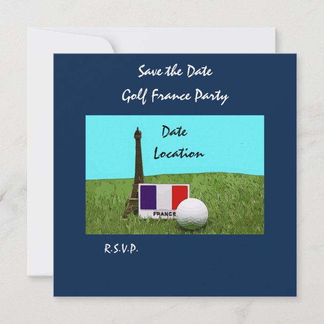 Golf ball with Eiffel tower Paris France Golfer Holiday Card (Front)