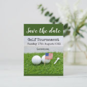 Golf ball with flag of America on green grass Postcard (Standing Front)