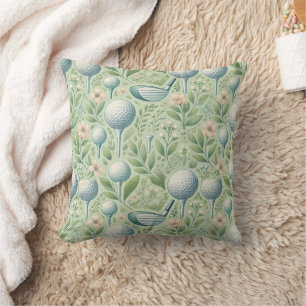 Golf ball with flowers for golfer in March green Throw Pillow