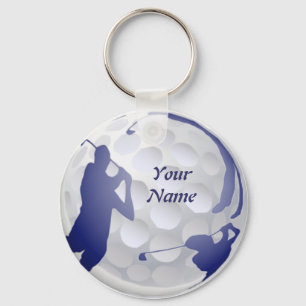 Golf Ball with Golfer to customize with your Name Keychain
