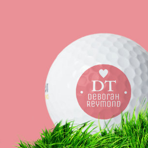 Golf Ball with Her Name Feminine Pink Monogram