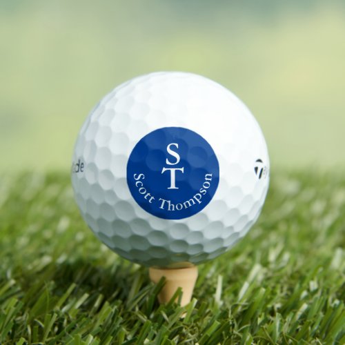 Golf Ball with His Name on Blue Circle