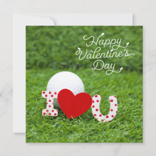 Golf ball with I love you Happy Valentine's Day Holiday Card