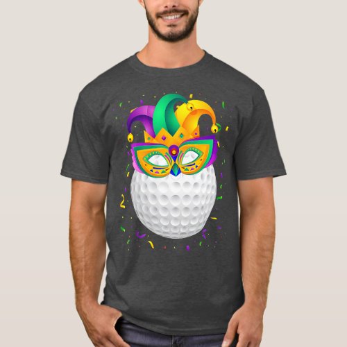Golf Ball With Jester Hat Mardi Gras Fat uesday Pa T_Shirt