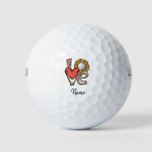 Golf ball with love for golfer on Valentines Day 