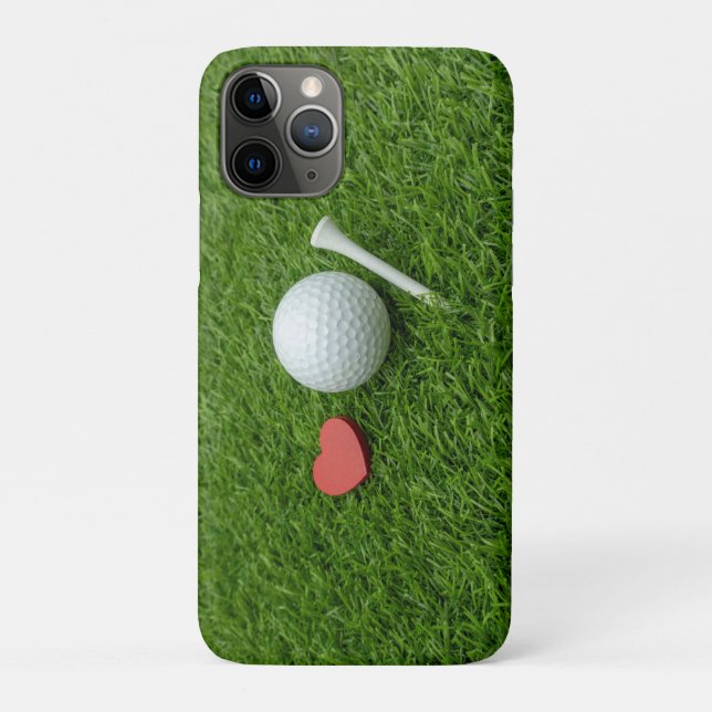 Golf ball with LOVE heart on green for golfer  Case-Mate iPhone Case (Back)