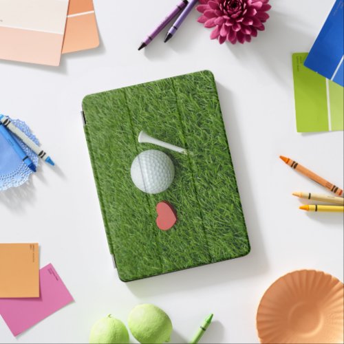 Golf ball with LOVE heart on green for golfer  iPad Air Cover