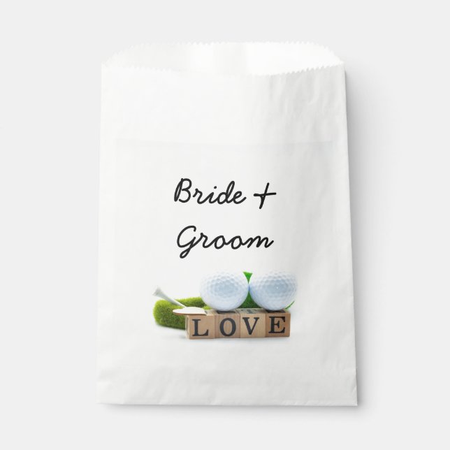 Golf ball with love letter bride and groom favor bag (Front)