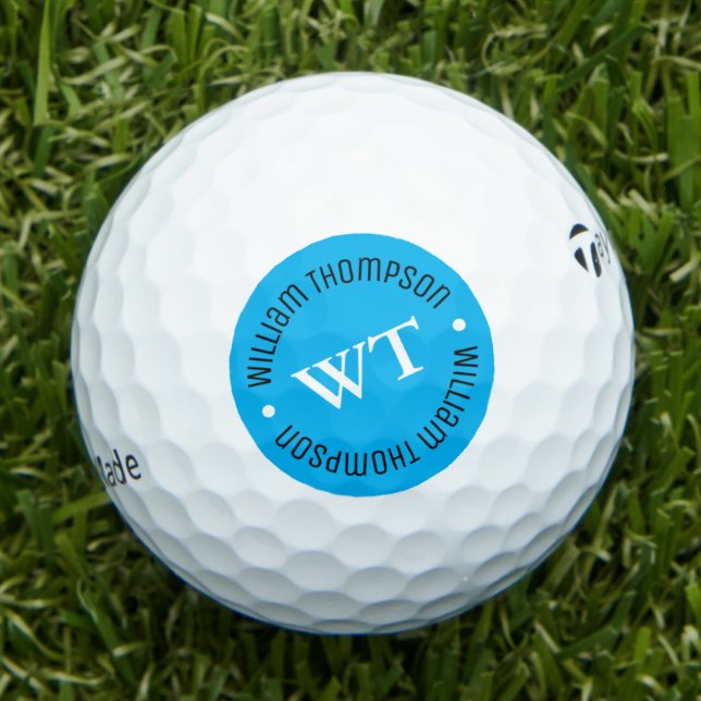 golf ball with name ( blue circle monogram ) (Creator Uploaded)