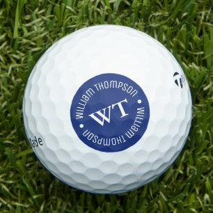 Golf Ball with Name ( BLUE circle monogram )