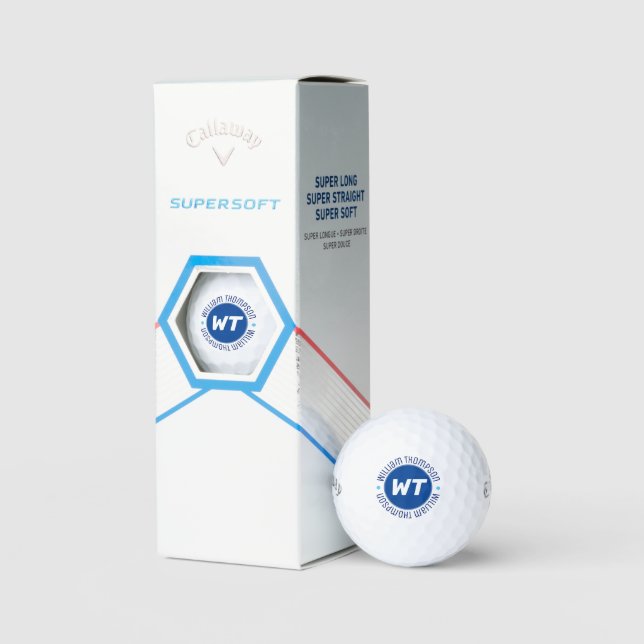 Golf Ball with Name ( Blue Monogram ) (Packaging)