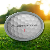 Golf Ball with Personalized Text and Number Belt Buckle