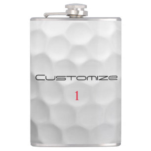 Golf Ball with Personalized Text and Number Flask