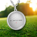 Golf Ball with Personalized Text and Number Silver Plated Necklace<br><div class="desc">Customize this Golf Ball image with Text and number of your choosing.  Unique design for the casual golfer to the professional at Heart. Classy and unique,  this will surely impress your golfing buddies at the next tournament.</div>