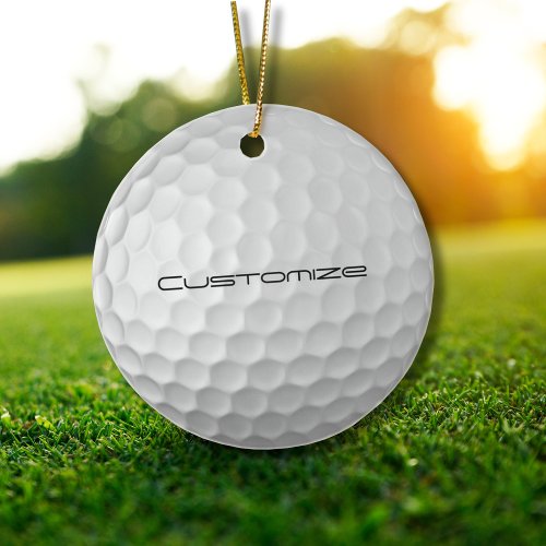 Golf Ball with Personalized Text Ceramic Ornament