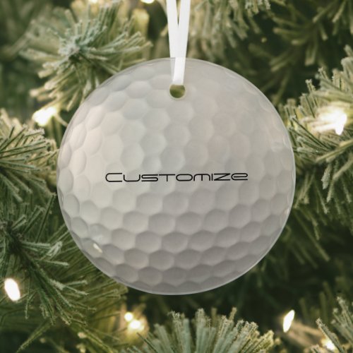 Golf Ball with Personalized Text Glass Ornament