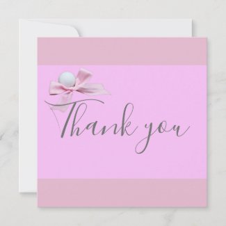Golf Ball with Pink ribbon Thank you card