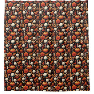 Golf ball with Pumpkin for Fall Decoration Golfer Shower Curtain