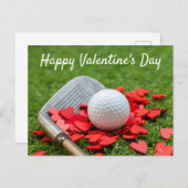 Golf ball with red heart for Valentine's Day Postcard | Zazzle