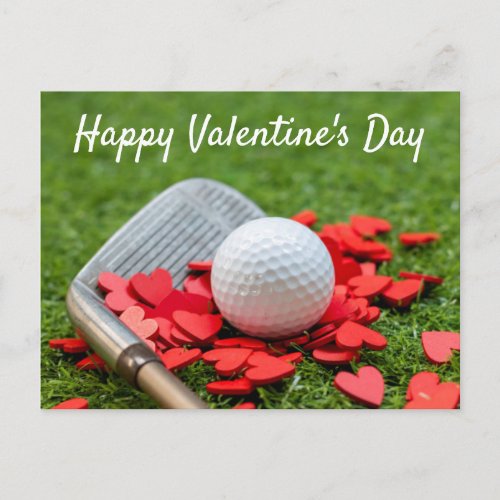 Golf ball with red heart for Valentines Day Postcard