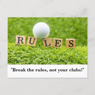 Golf Ball with RULES funny saying for golfer Postcard
